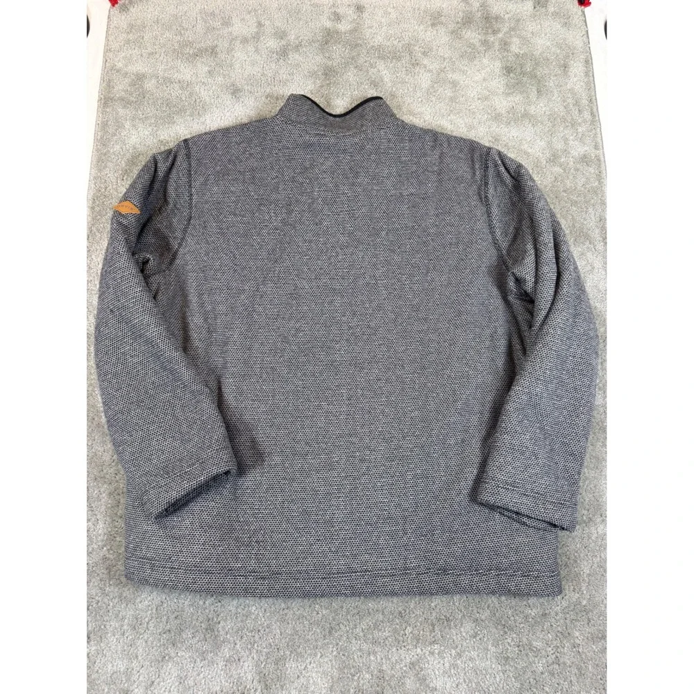 Orvis Mens XXL Quarter Zip Sherpa Lined Fleece Pullover Jacket Grey Textured